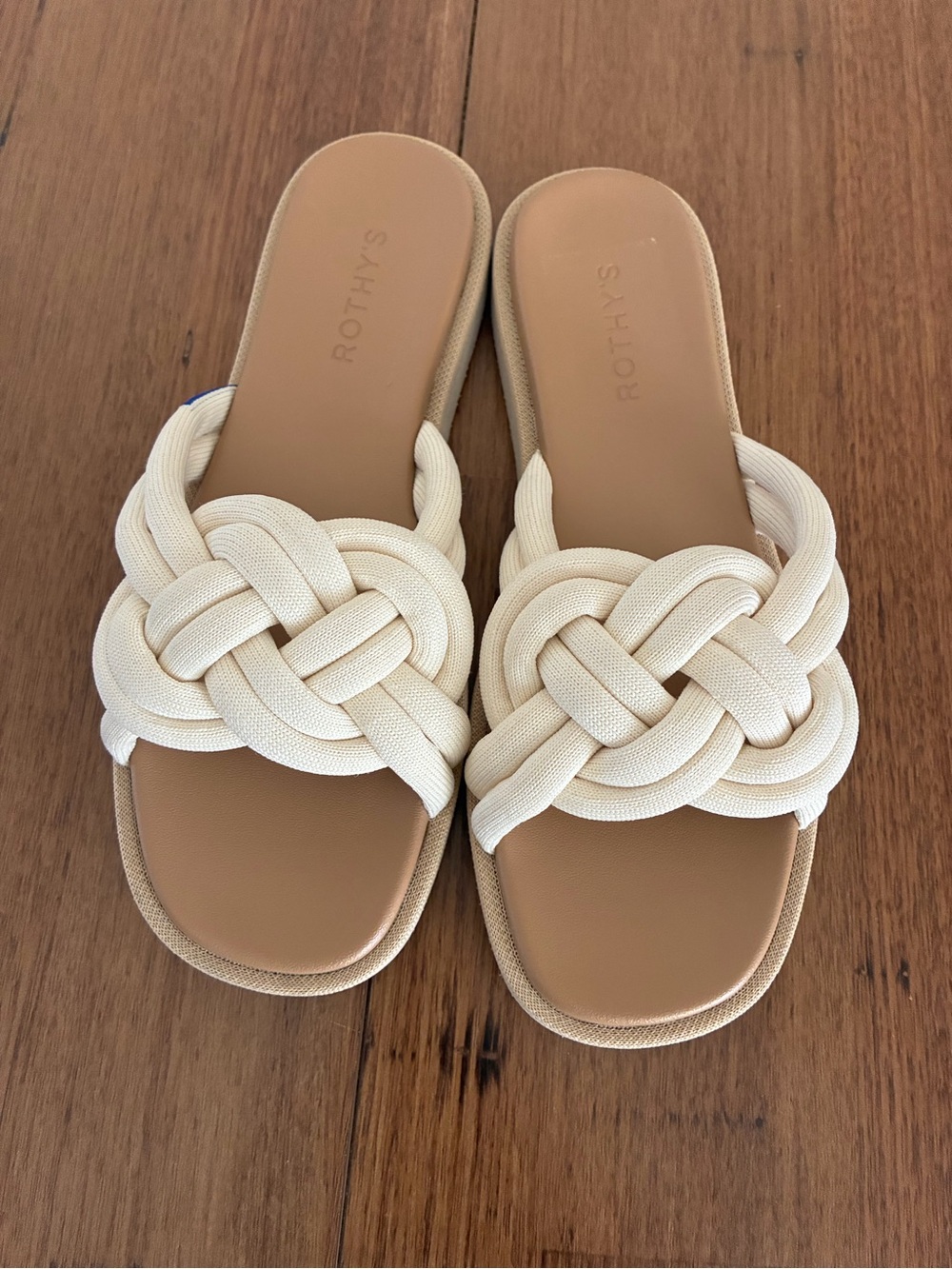Rothy's the summer sandal in white sand Braided Slide